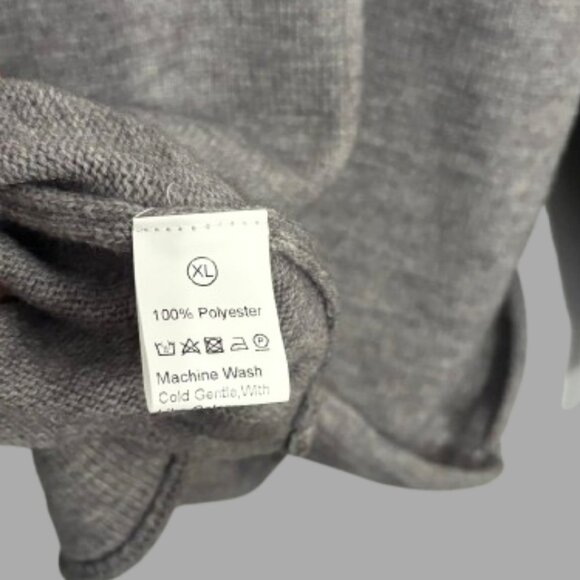 Super Cute Gray/Off White Black Cat Sweater V Neck Dolman Long Sleeves SZ XL - Picture 7 of 8